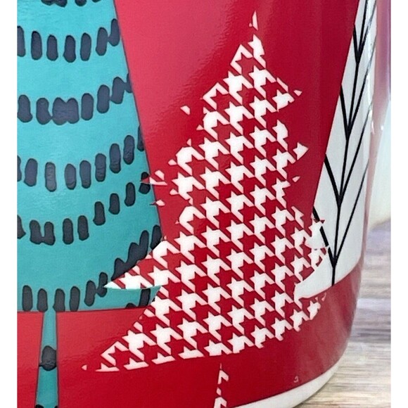 Starbucks 2017 Geometric Plaid Stripe Christmas Holiday Trees Retro Modern Mug - Picture 6 of 11